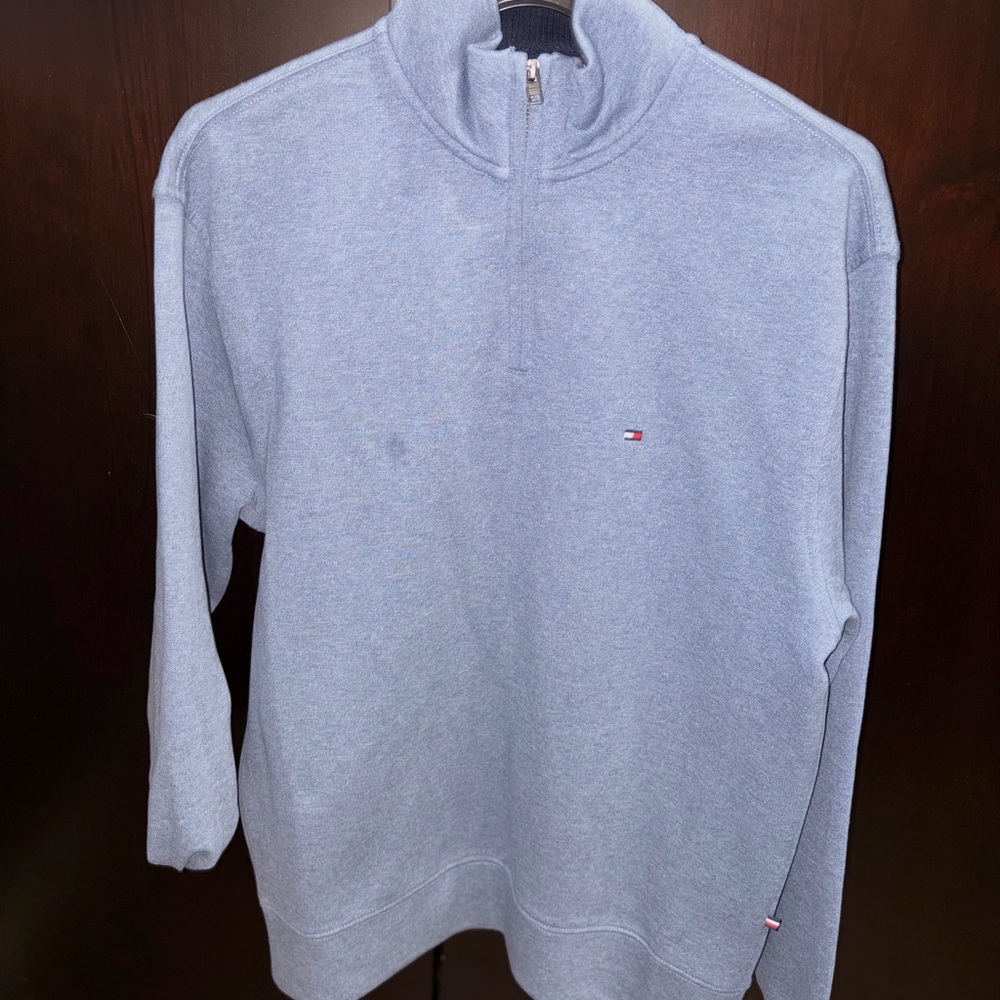 Tommy Hilfiger Men's Light Gray Zip-Up Sweater